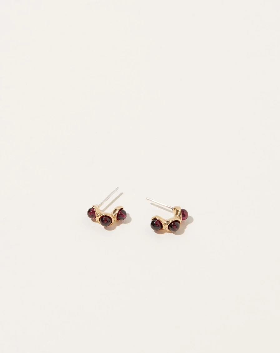 Quarry Garnet Stud Earrings - Genuine Gemstone Jewelry for Women