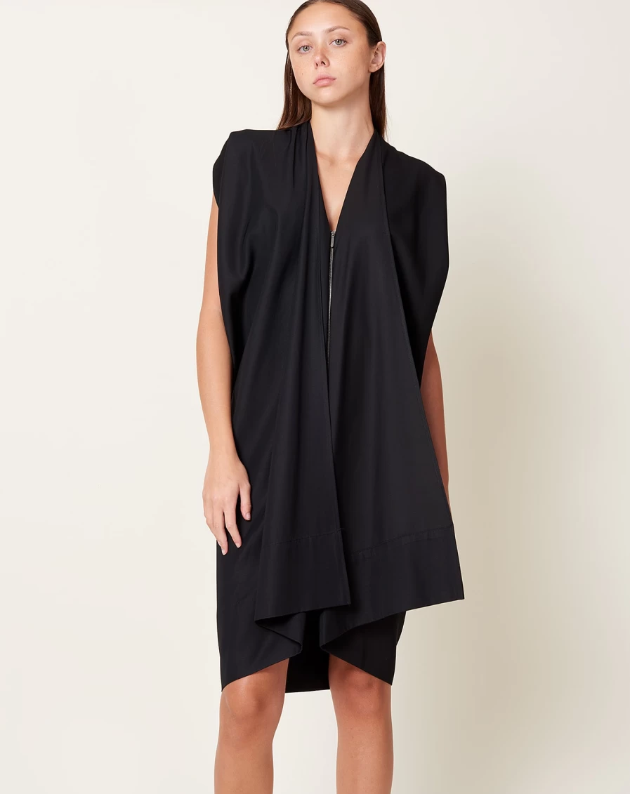 "Zero + Maria Cornejo Black Foil Dress – Elegant Metallic Evening Gown"
