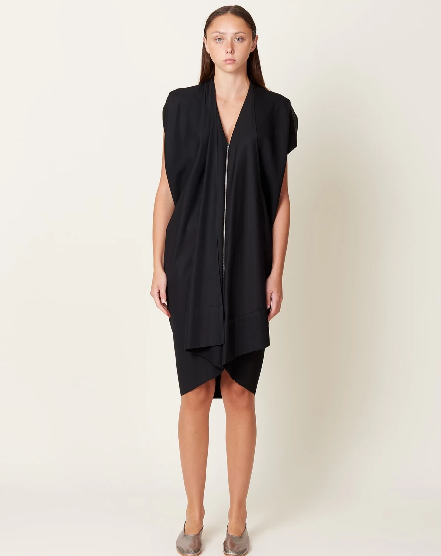 "Zero + Maria Cornejo Black Foil Dress – Elegant Metallic Evening Gown"