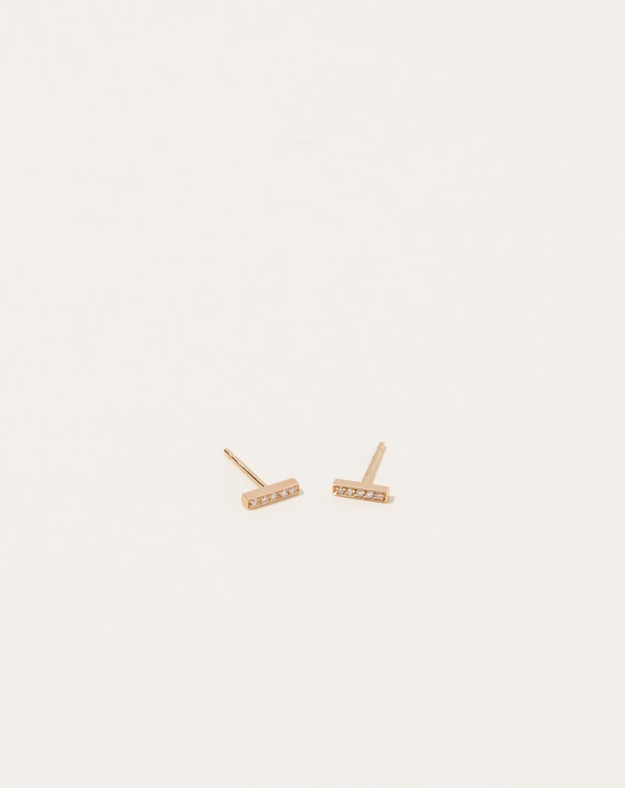 14K Yellow Gold Charlotte Mini Stud Earrings with White Diamonds by Selin Kent