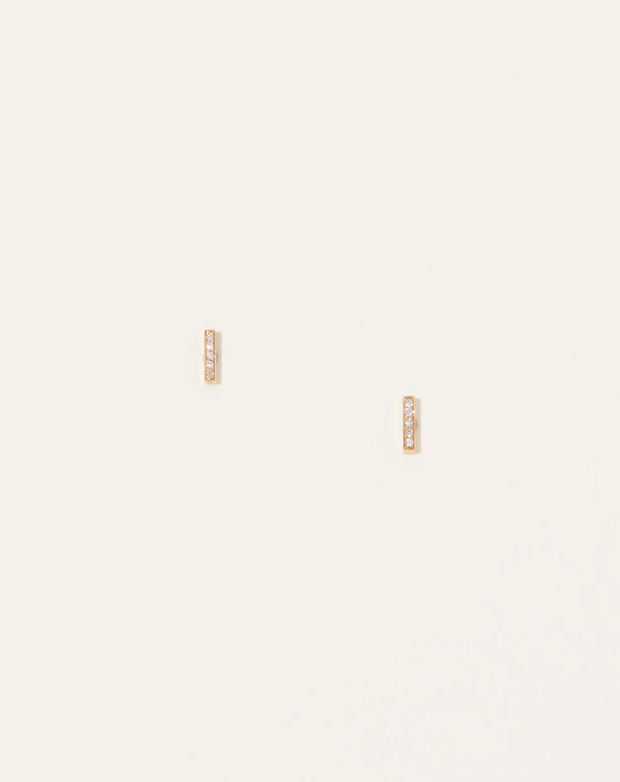 14K Yellow Gold Charlotte Mini Stud Earrings with White Diamonds by Selin Kent