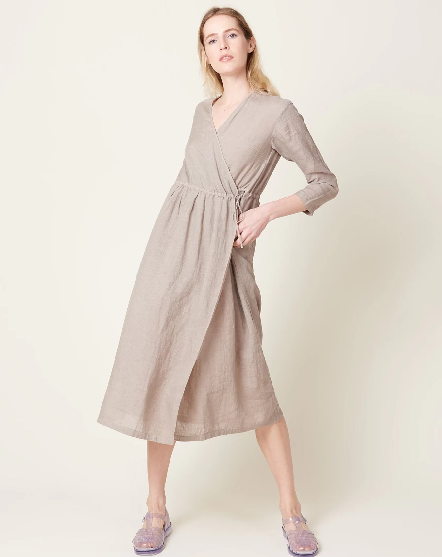 Evam Eva Women's Amber Linen Robe - Soft Breathable Lounge Dress