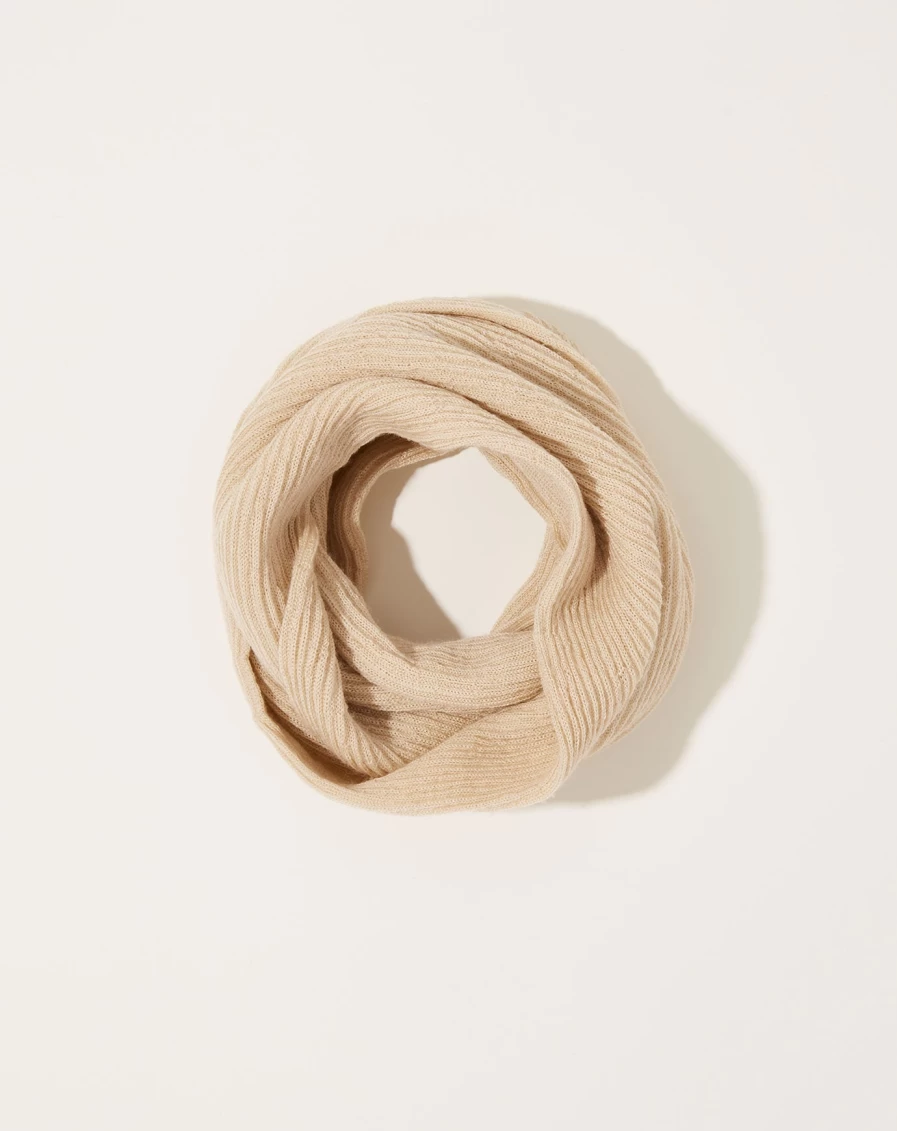 Nishiguchi Kutsushita Merino Wool Snood Scarf in Beige - Warm & Soft Winter Accessory