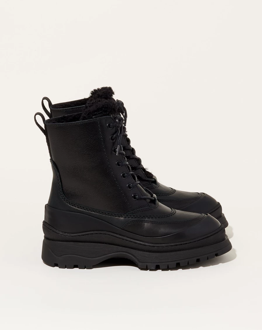 Rachel Comey Black Shearling Barla Lace-Up Boots