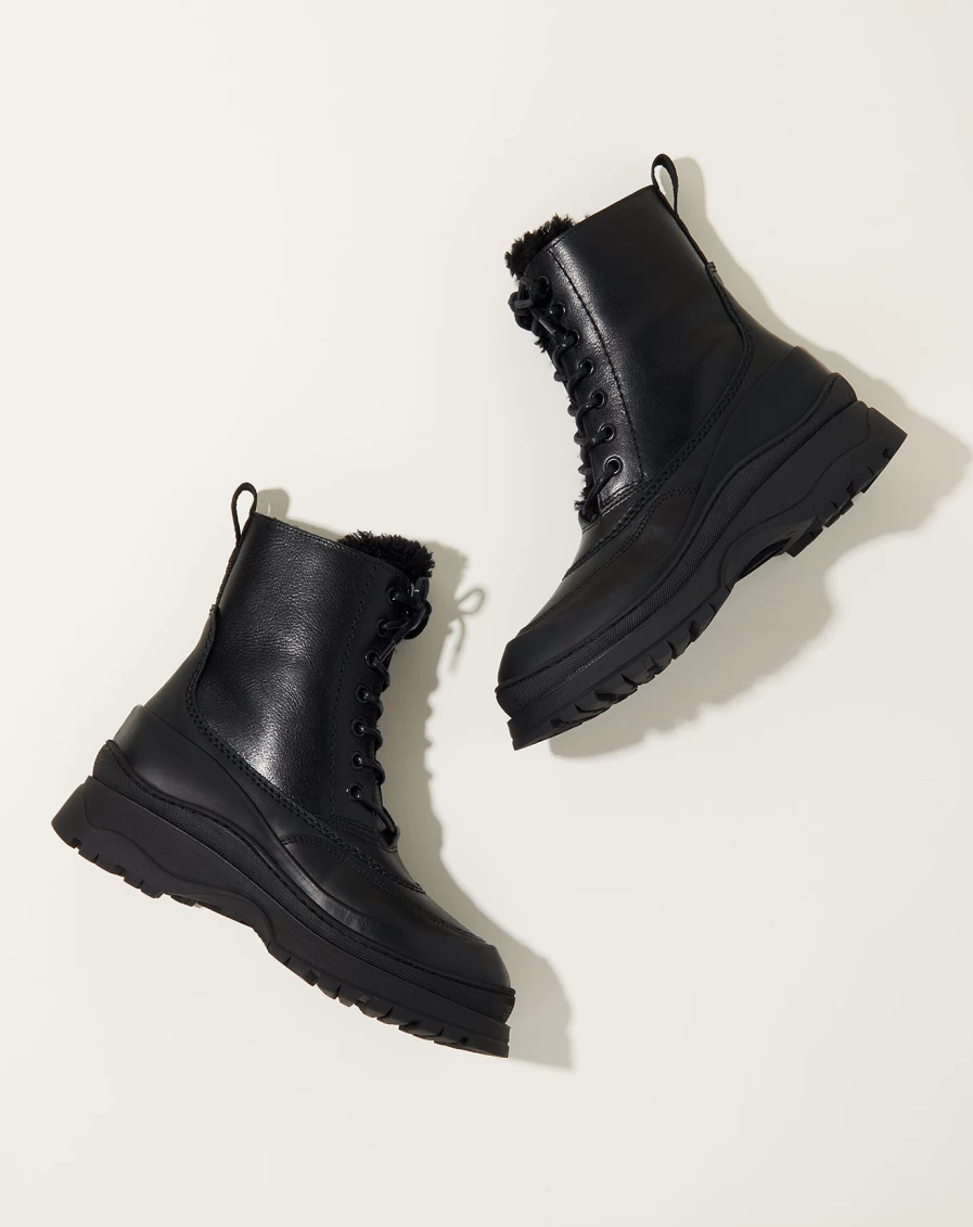 Rachel Comey Black Shearling Barla Lace-Up Boots