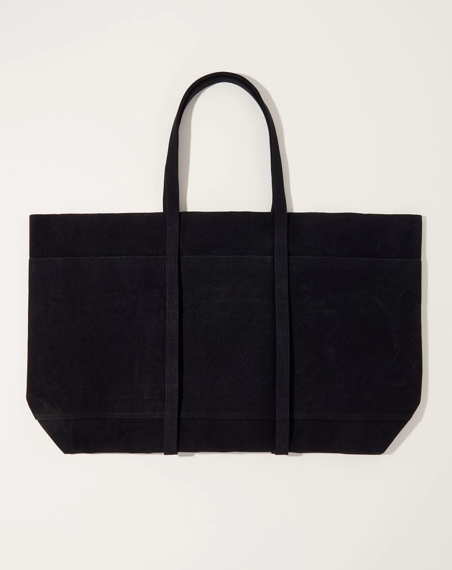 Amiacalva Black Washed Canvas Large 6-Pocket Tote Bag for Women & Men