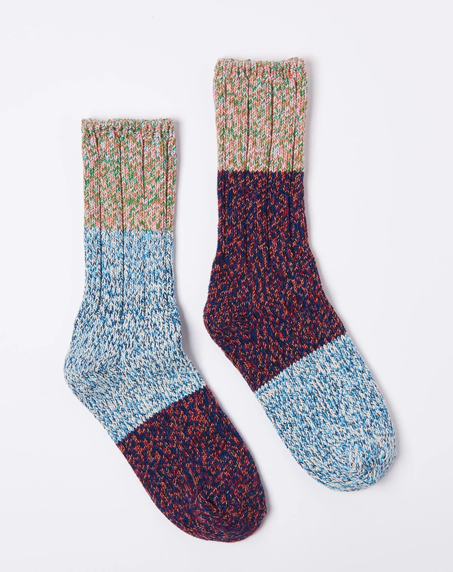 Kapital Asymmetrical Van Gogh Inspired Green Artistic Socks