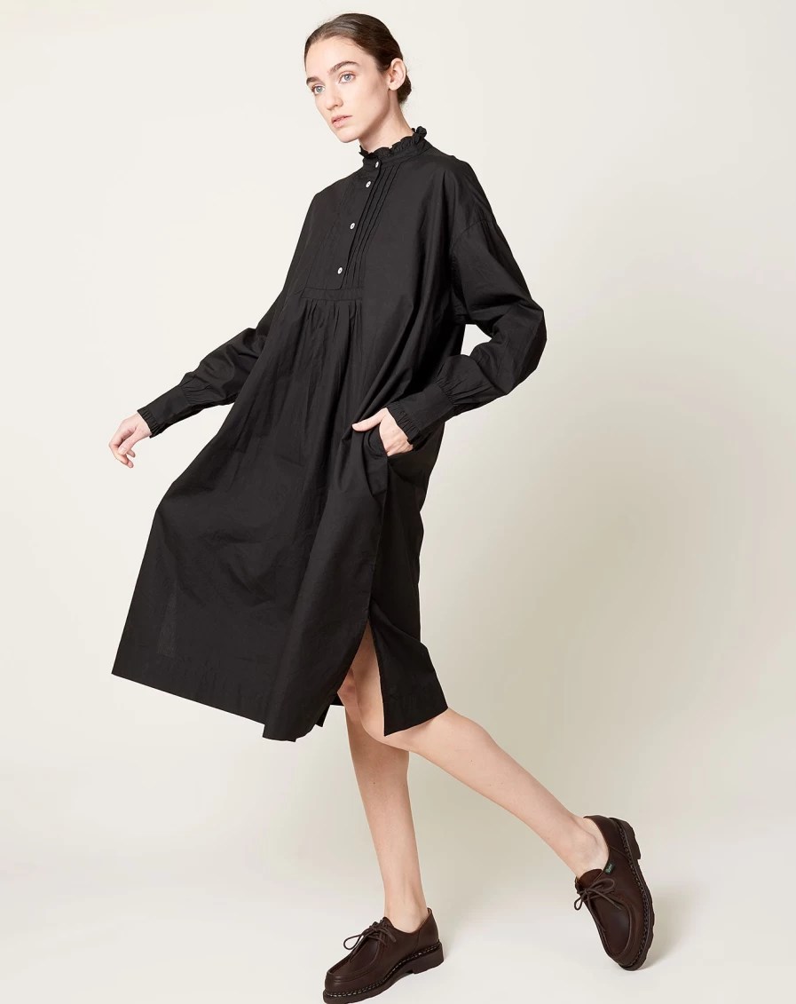 Skall Studio Florian Black Shirtdress - Women's Elegant Long Sleeve Shirt Dress