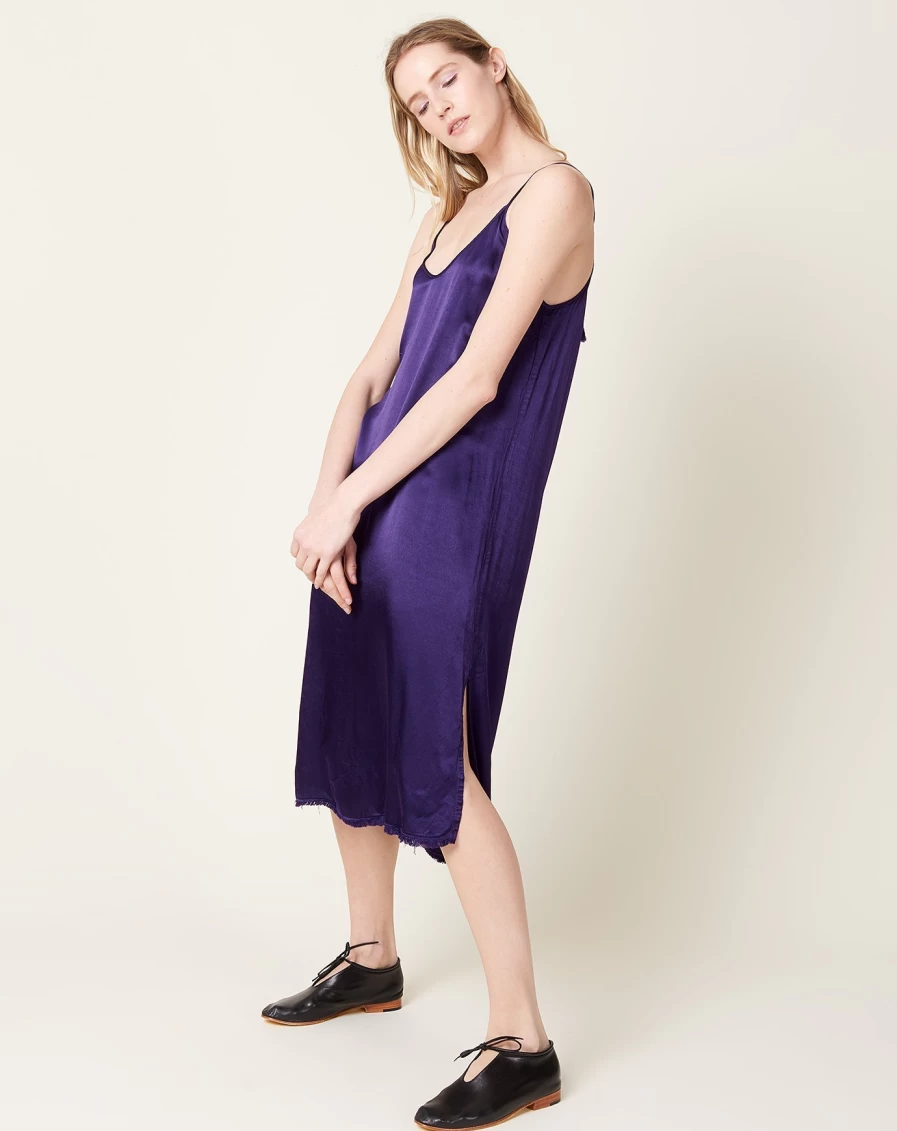 Raquel Allegra Bright Violet Eve Slip Dress - Elegant Women's Evening Gown