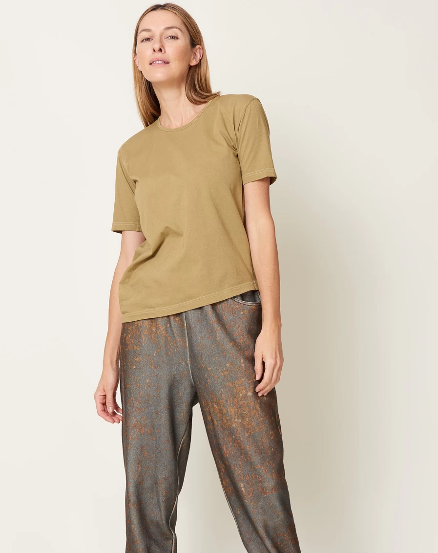 Anntian Edgy Garment Dyed Gold Brown T-Shirt - Vintage Style Distressed Tee