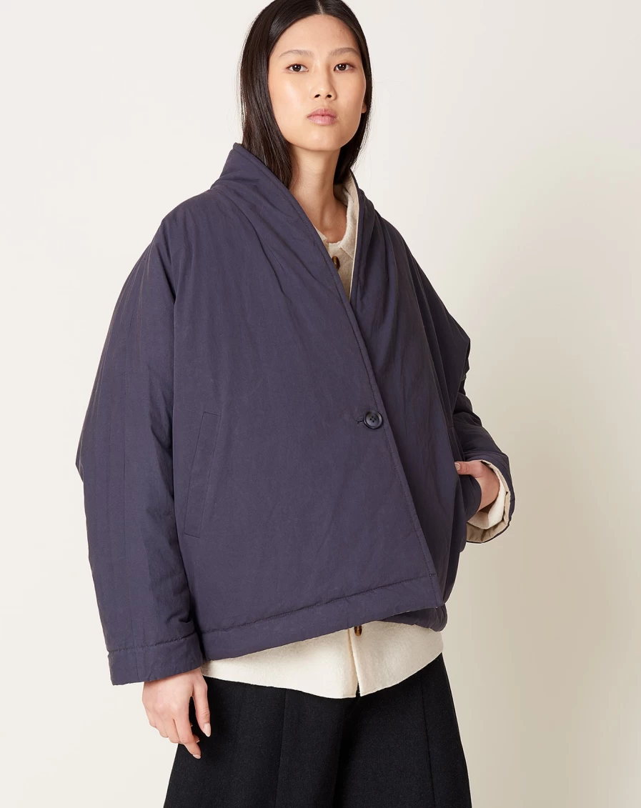 7115 by Szeki Reversible Beige & Navy Padded Blazer - Dual Wear Jacket for Women & Men