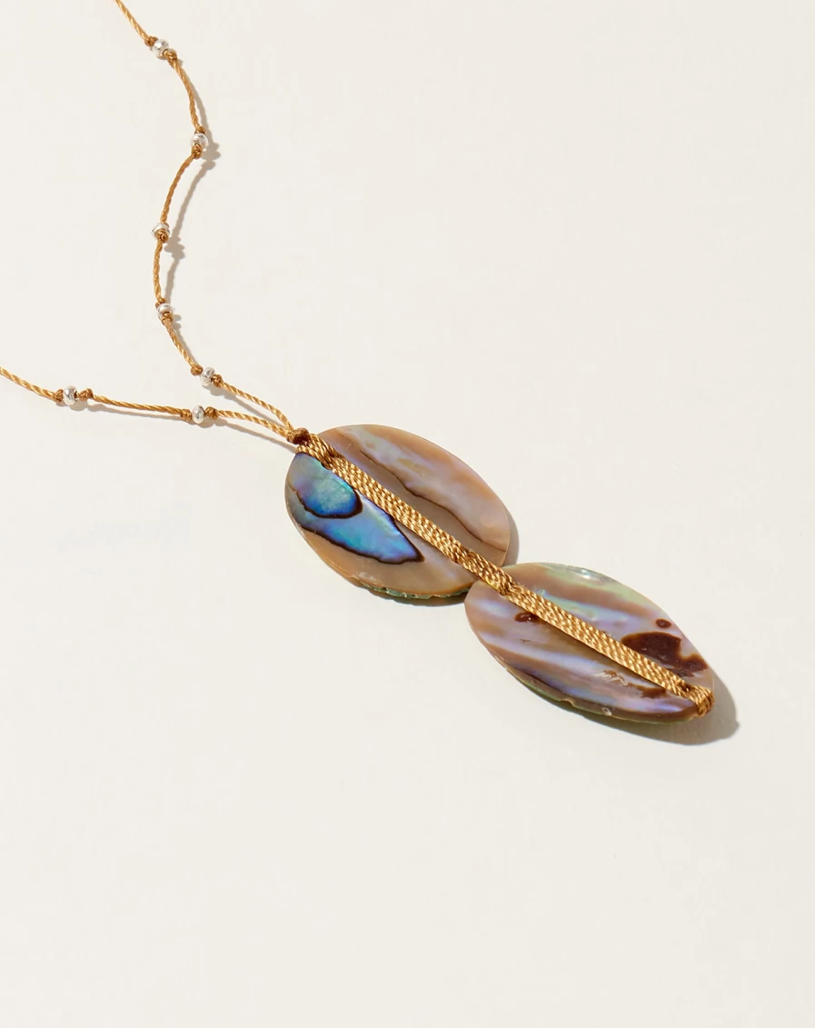 "See Real Flowers Woven Abalone Shell Pendant Necklace – Handmade Floral Jewelry Gift"