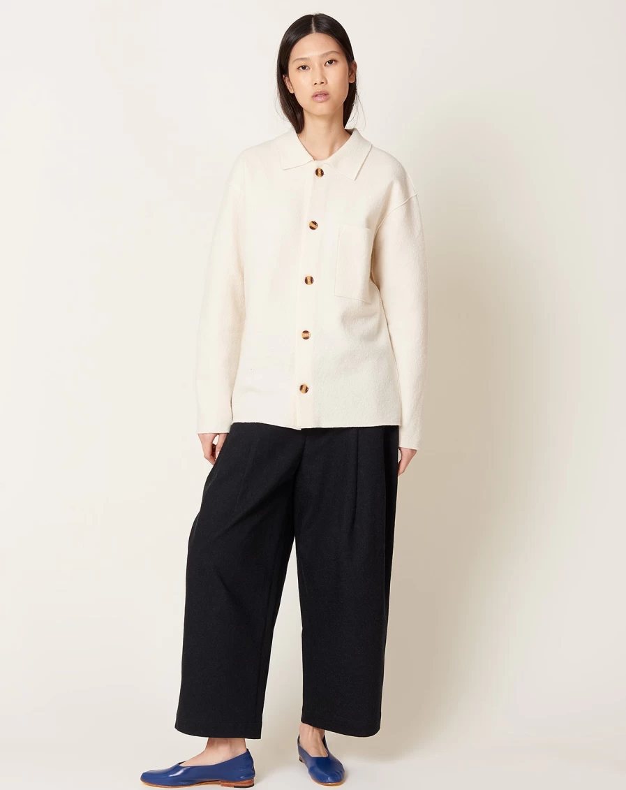 "7115 by Szeki Off White Boiled Wool Shirt - Premium Comfort & Style"