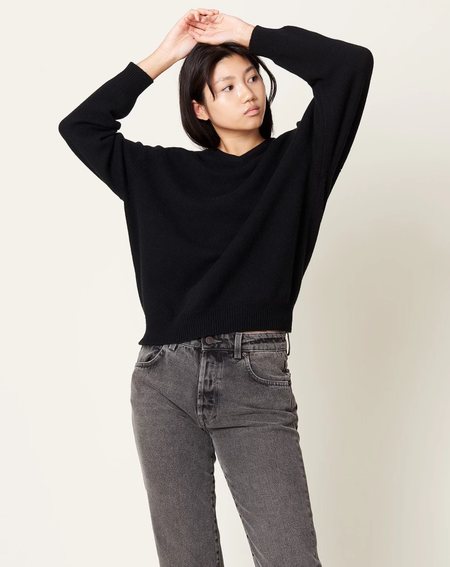 Demylee Jovie Black Sweater for Women - Soft Knit Pullover Top