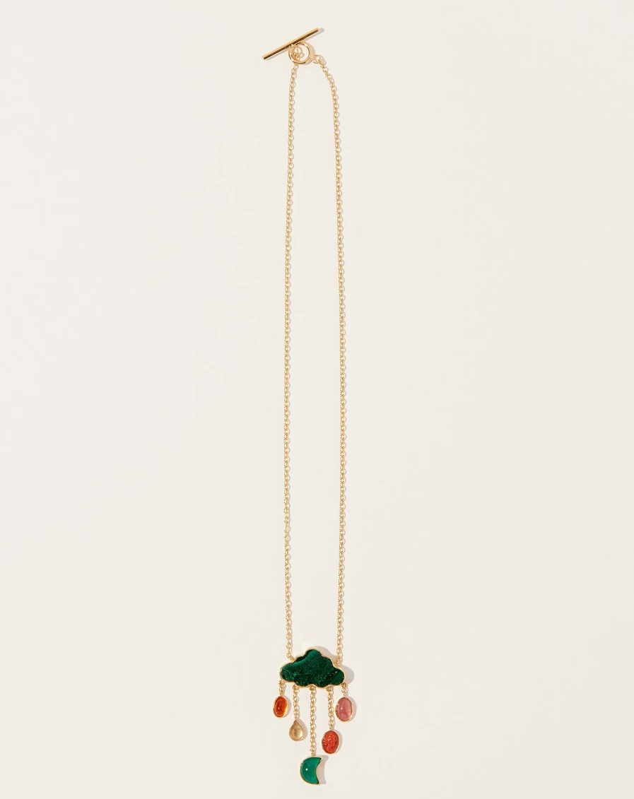 Grainne Morton Malachite Cloud Raindrop Chain Necklace - Handcrafted Bohemian Jewelry