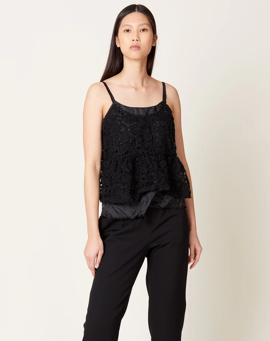 Comme des Garçons Black Chemical Lace Camisole Top - Edgy Designer Women's Fashion
