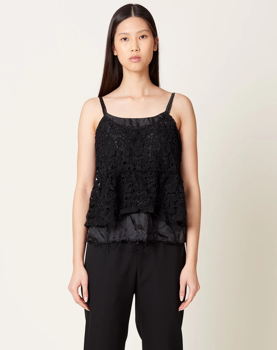 Comme des Garçons Black Chemical Lace Camisole Top - Edgy Designer Women's Fashion