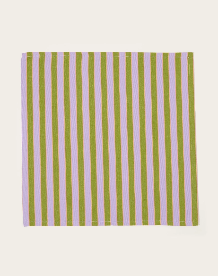 Dusen Dusen Sage Green Herb Stripe Linen Napkin Set - Eco-Friendly Tableware