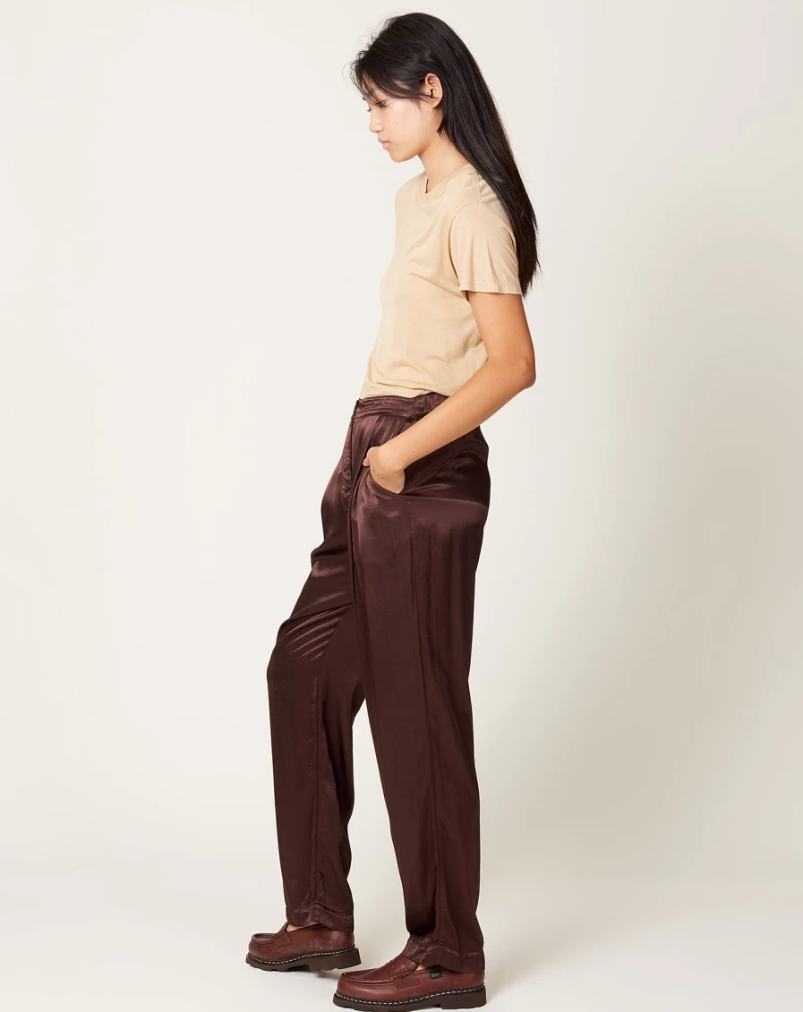 Raquel Allegra Bianca Chocolate Brown High-Waisted Pant - Comfortable Women's Trousers