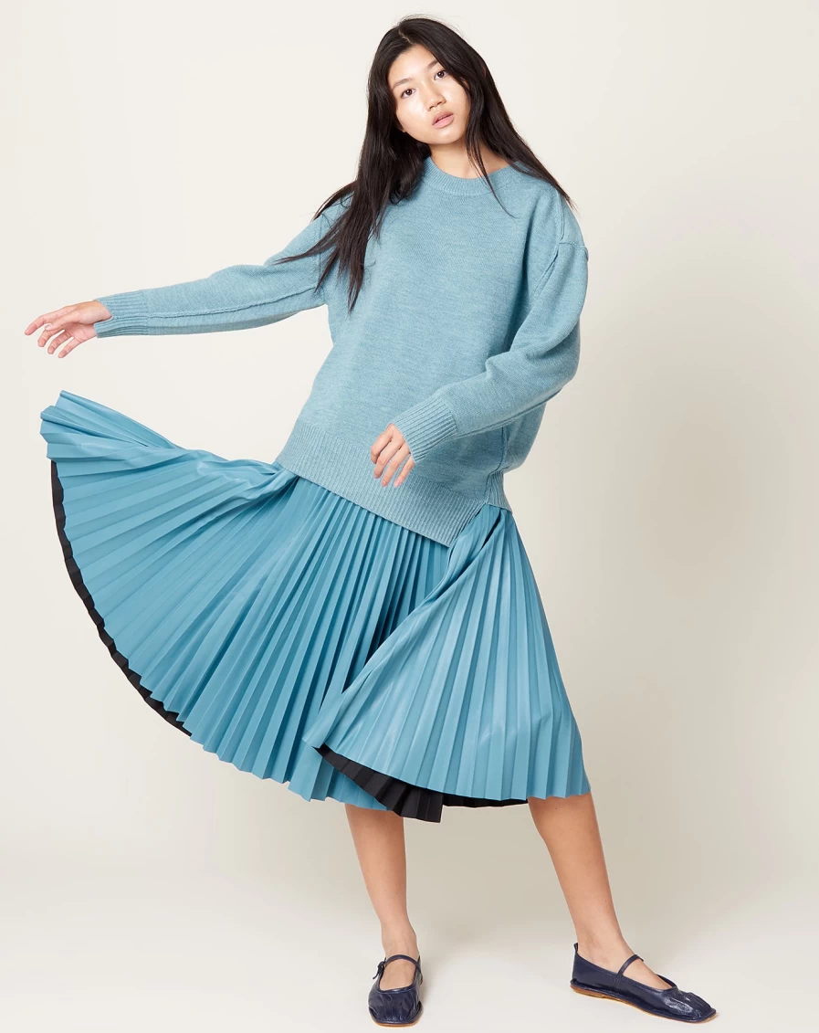 Rachel Comey Blue Leatherette Larni Skirt - Faux Leather Mini Skirt Women's Fashion