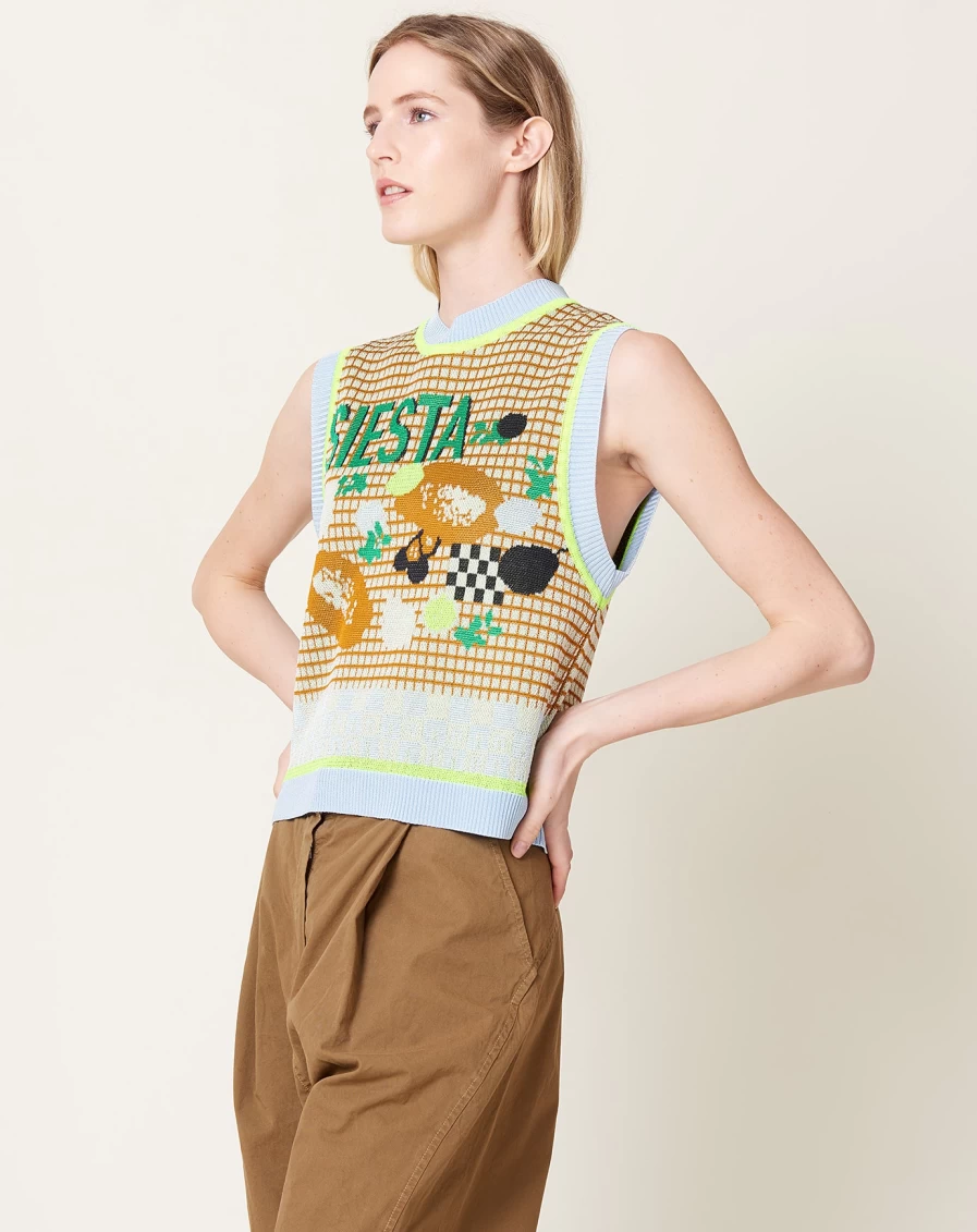 Henrik Vibskov Brown Siesta Knit Vest - Premium Knitted Waistcoat for Men & Women