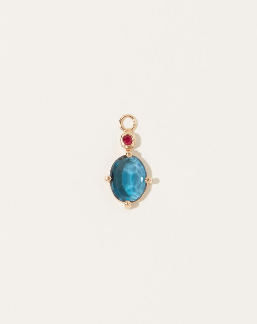 SCOSHA Alice Blue Topaz Charm Sterling Silver Pendant Necklace