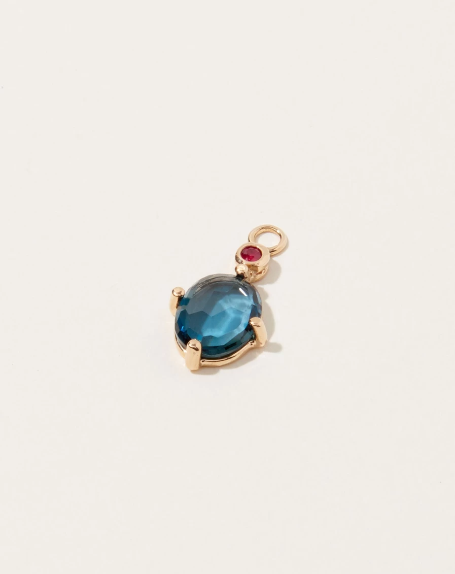 SCOSHA Alice Blue Topaz Charm Sterling Silver Pendant Necklace