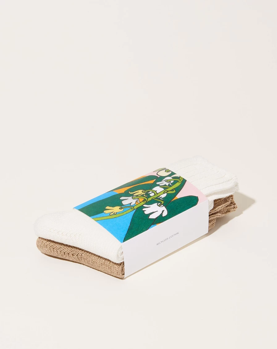 Babaco 2 Pairs Eco-Friendly Heavy Cotton Socks - Lily Of The Valley Design For Men & Women
