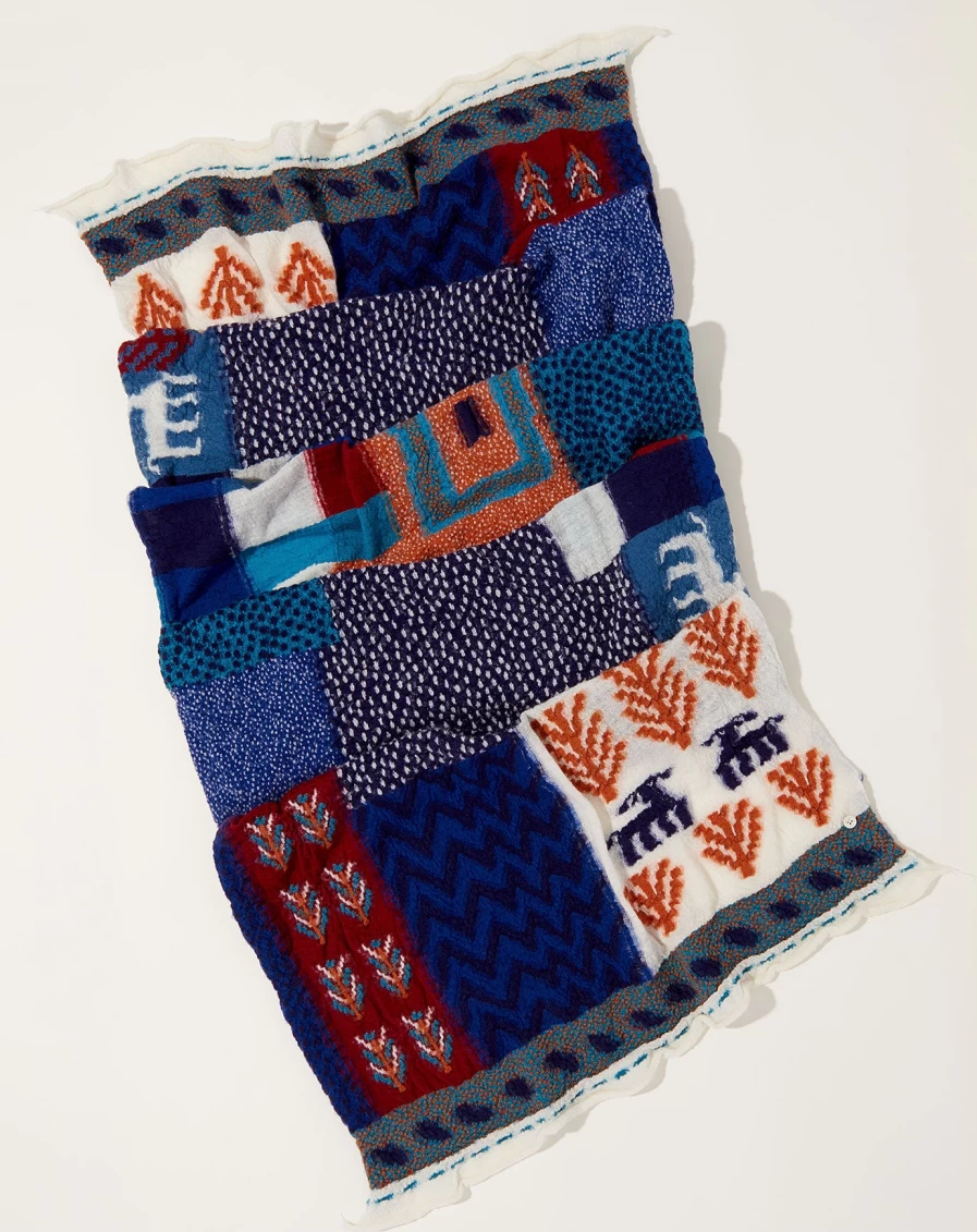 Kapital Turquoise Fulling Wool Scarf - Handmade Village Gabbeh Style
