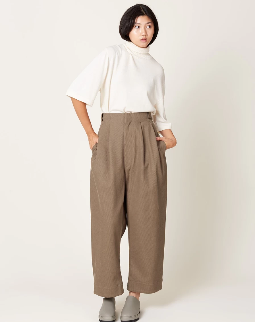 Lauren Manoogian Peat Twill Trousers for Women - High-Waisted Comfort Pants
