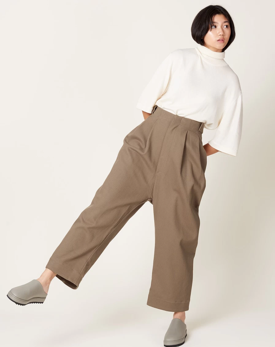 Lauren Manoogian Peat Twill Trousers for Women - High-Waisted Comfort Pants