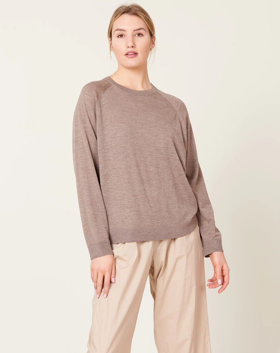 6397 Light Brown Heather Raglan Crewneck Sweatshirt - Soft Cotton Blend, Relaxed Fit, Unisex Pullover Top