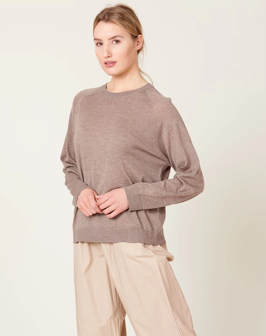 6397 Light Brown Heather Raglan Crewneck Sweatshirt - Soft Cotton Blend, Relaxed Fit, Unisex Pullover Top