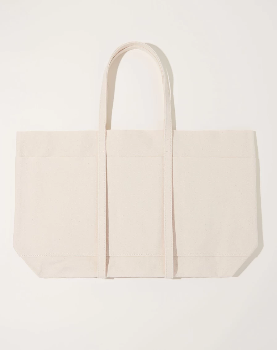 Amiacalva White Washed Canvas Large 6-Pocket Tote Bag for Women & Men