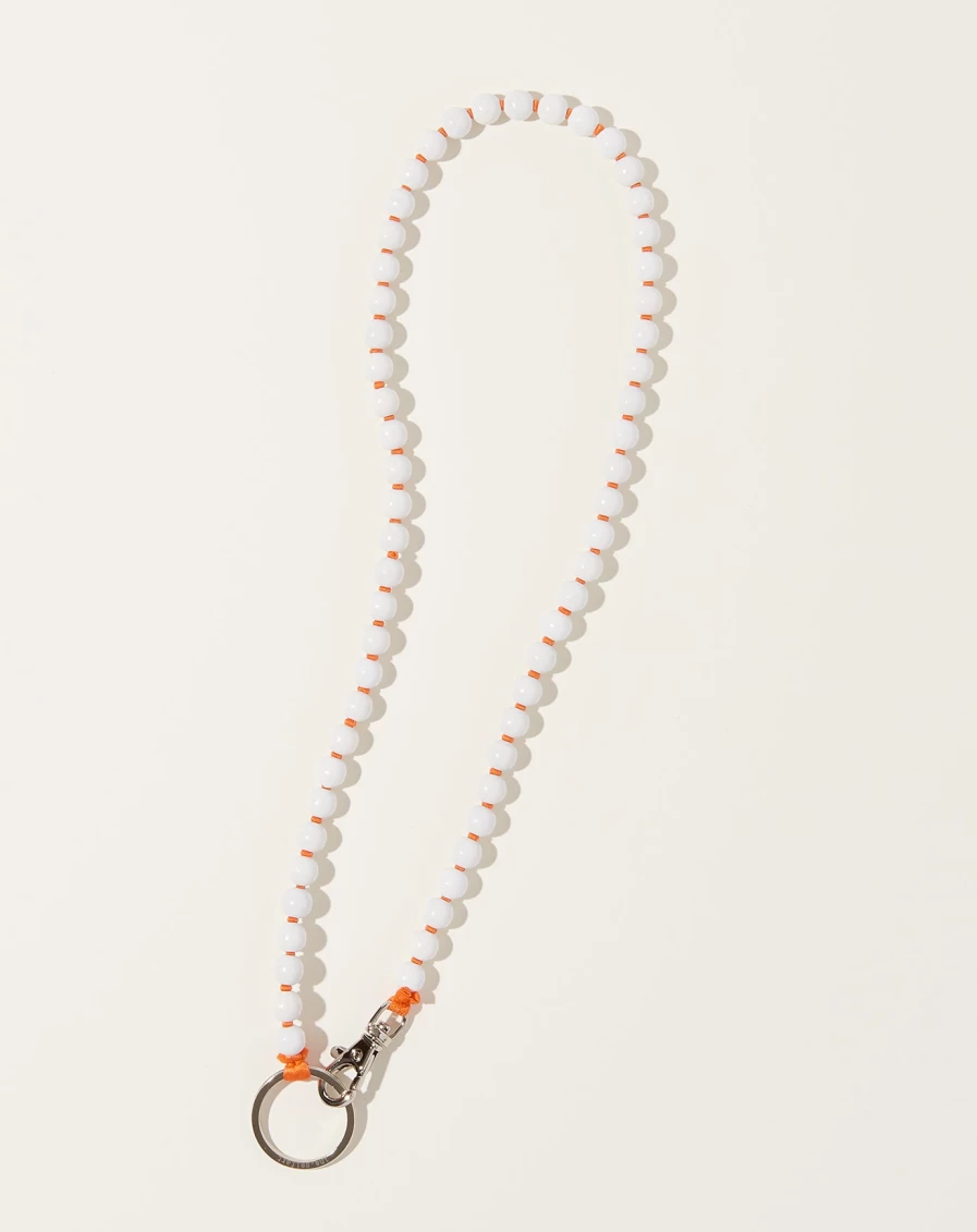 Ina Seifart White and Orange Perlen Long Key Holder – Stylish Keychain Accessory