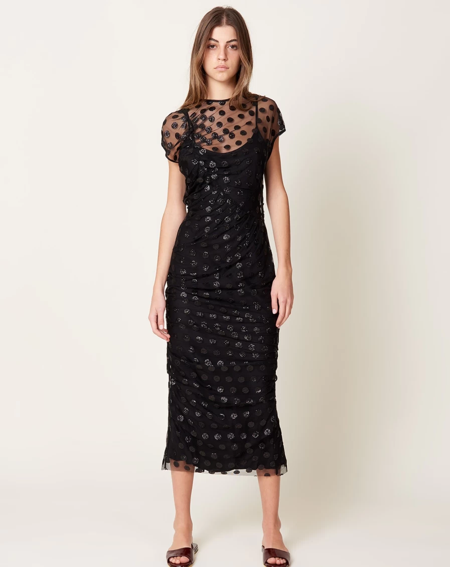 Rachel Comey Delorate Black Sequin Dot Tulle Dress