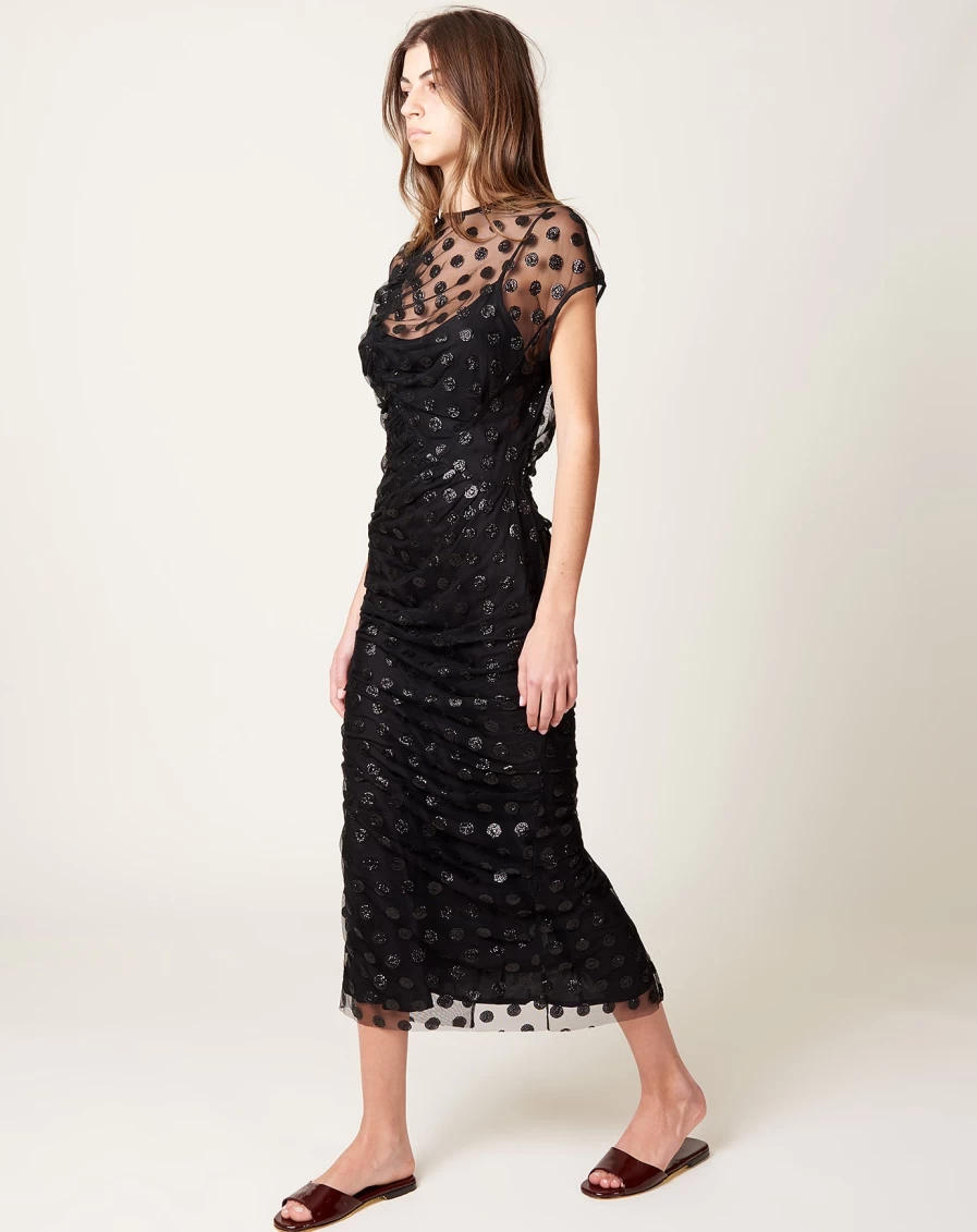 Rachel Comey Delorate Black Sequin Dot Tulle Dress