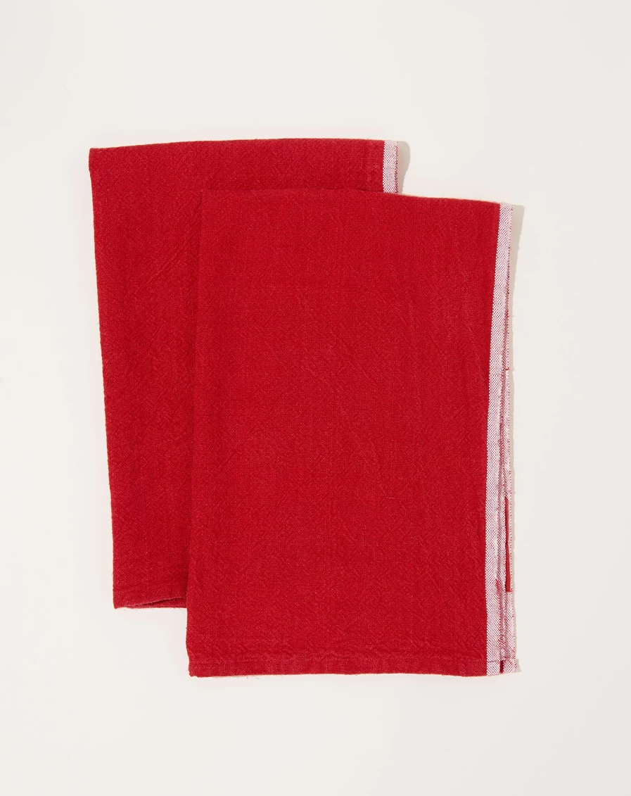 "Caravan Chunky Red Linen Towel Set - 2-Piece Bath & Beach Towels"
