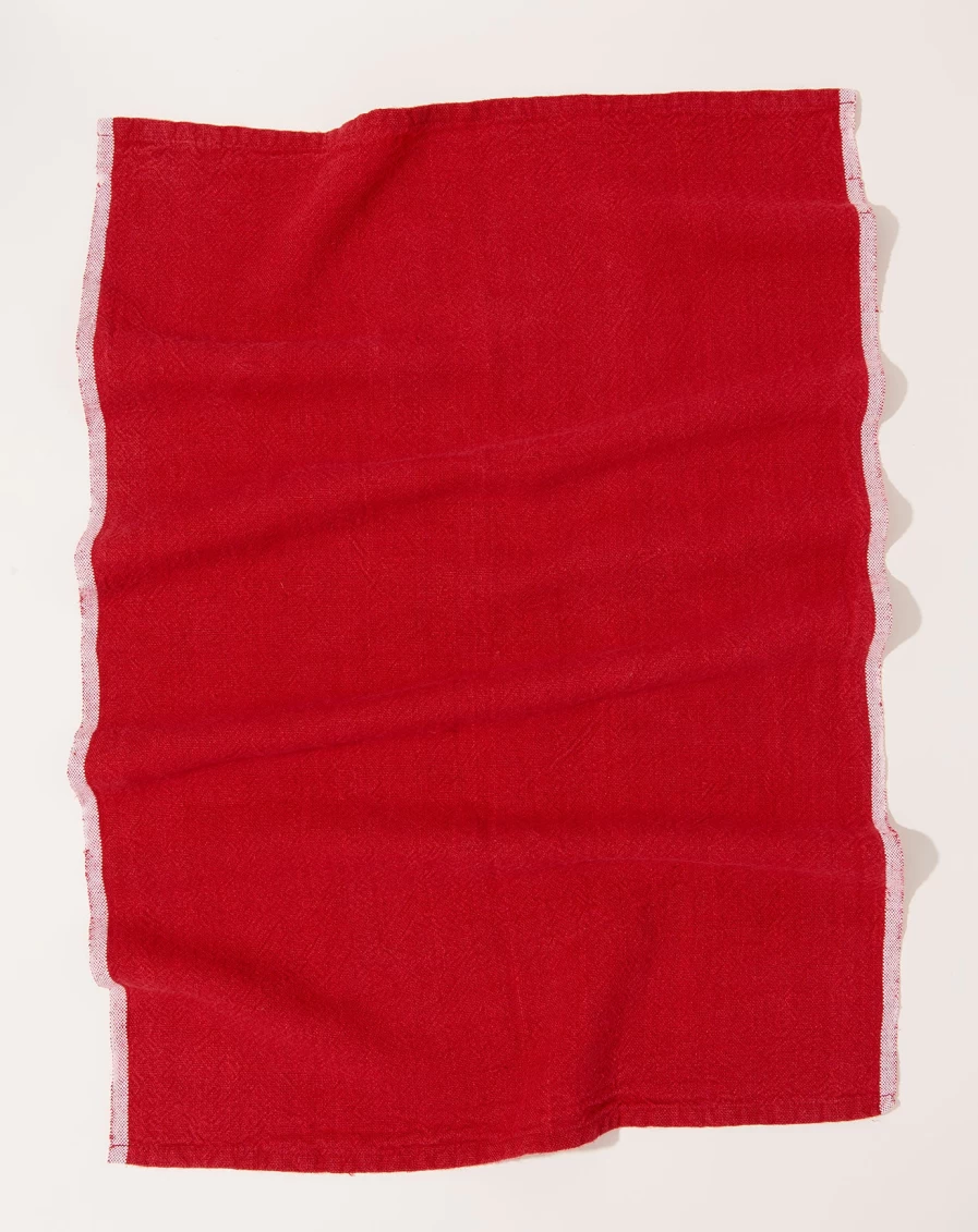 "Caravan Chunky Red Linen Towel Set - 2-Piece Bath & Beach Towels"