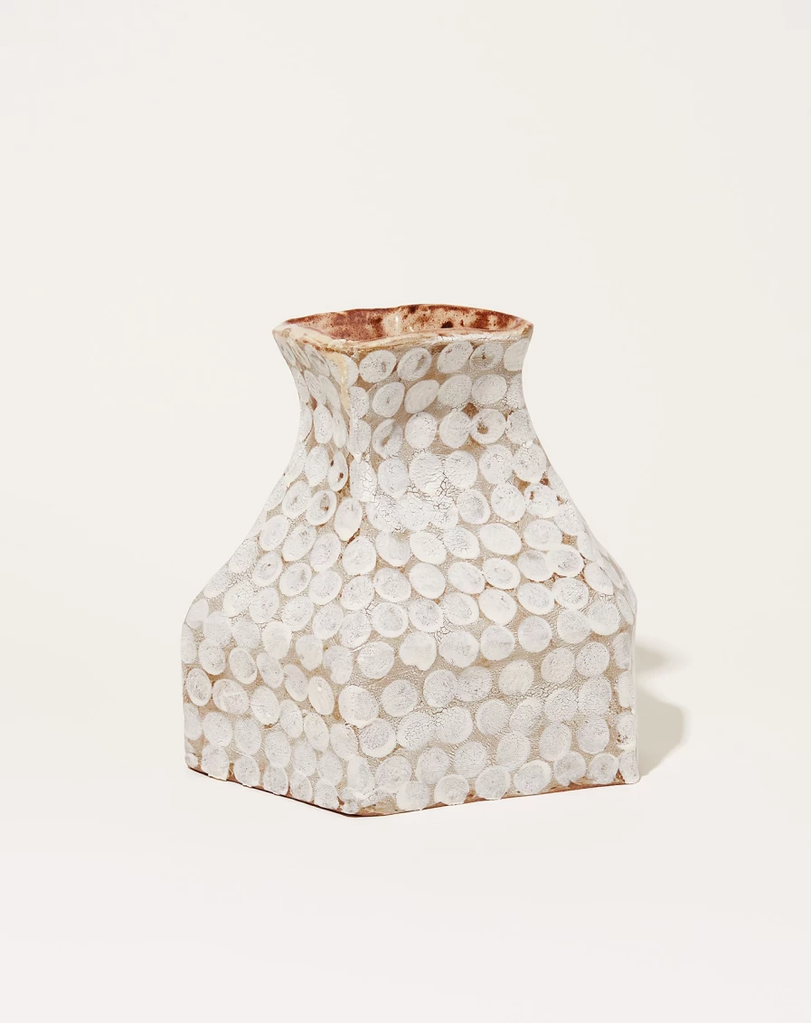 Emberken High Neck Dotted Vase - Elegant Ceramic Home Decor with Unique Polka Dot Design