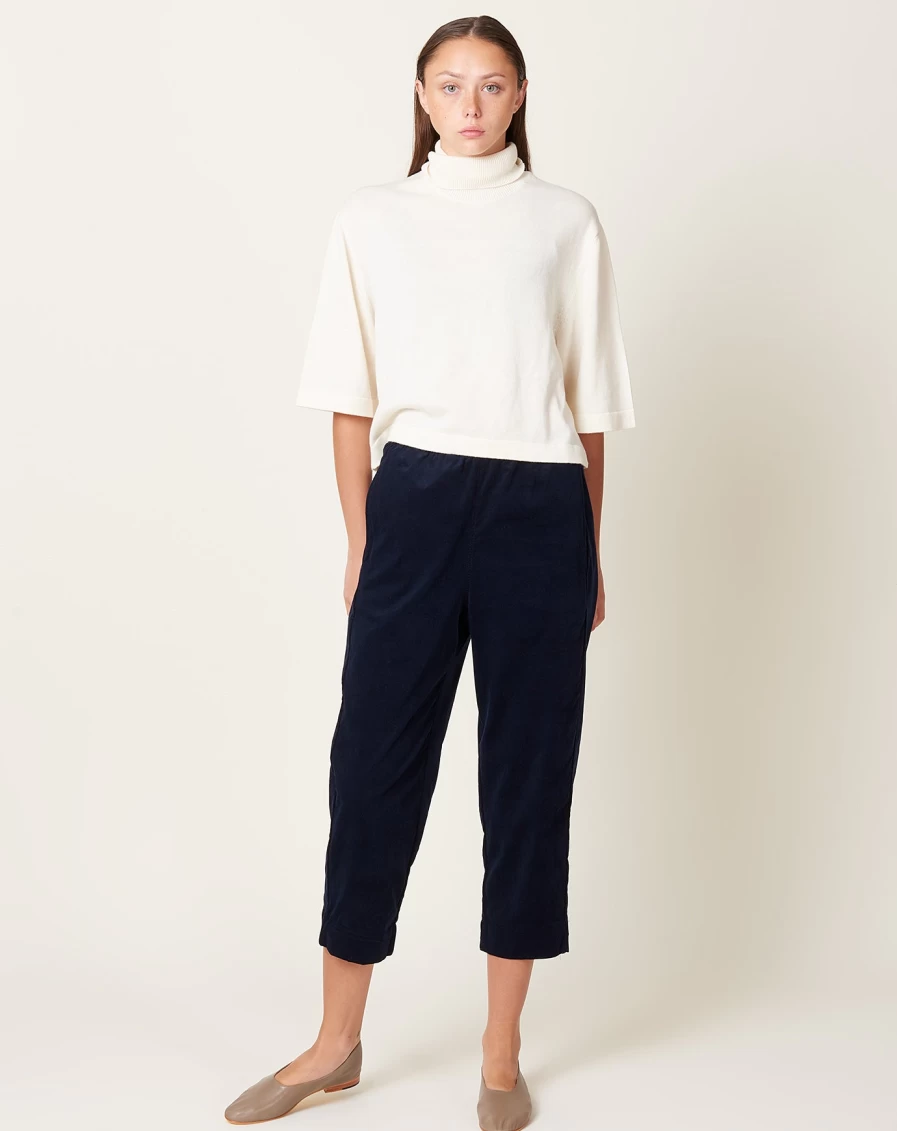 Fabiana Pigna Women's Navy Corduroy Pants - Classic Forma Fit for Comfort & Style
