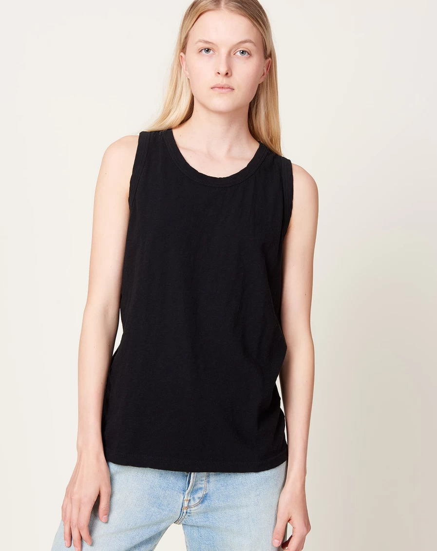 "Ichi Antiquits Black Jersey Tank Top for Women - Soft Comfortable Sleeveless Casual Wear"