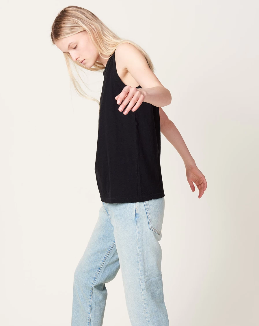 "Ichi Antiquits Black Jersey Tank Top for Women - Soft Comfortable Sleeveless Casual Wear"