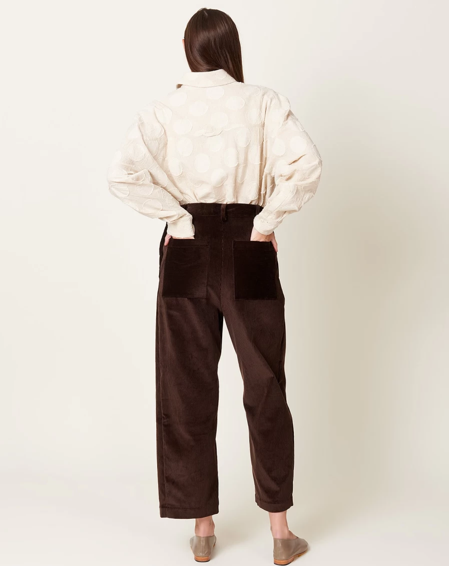 "Cawley British Cord Sibyl Trouser - 8 Wale Corduroy Pants in Chocolate Brown"