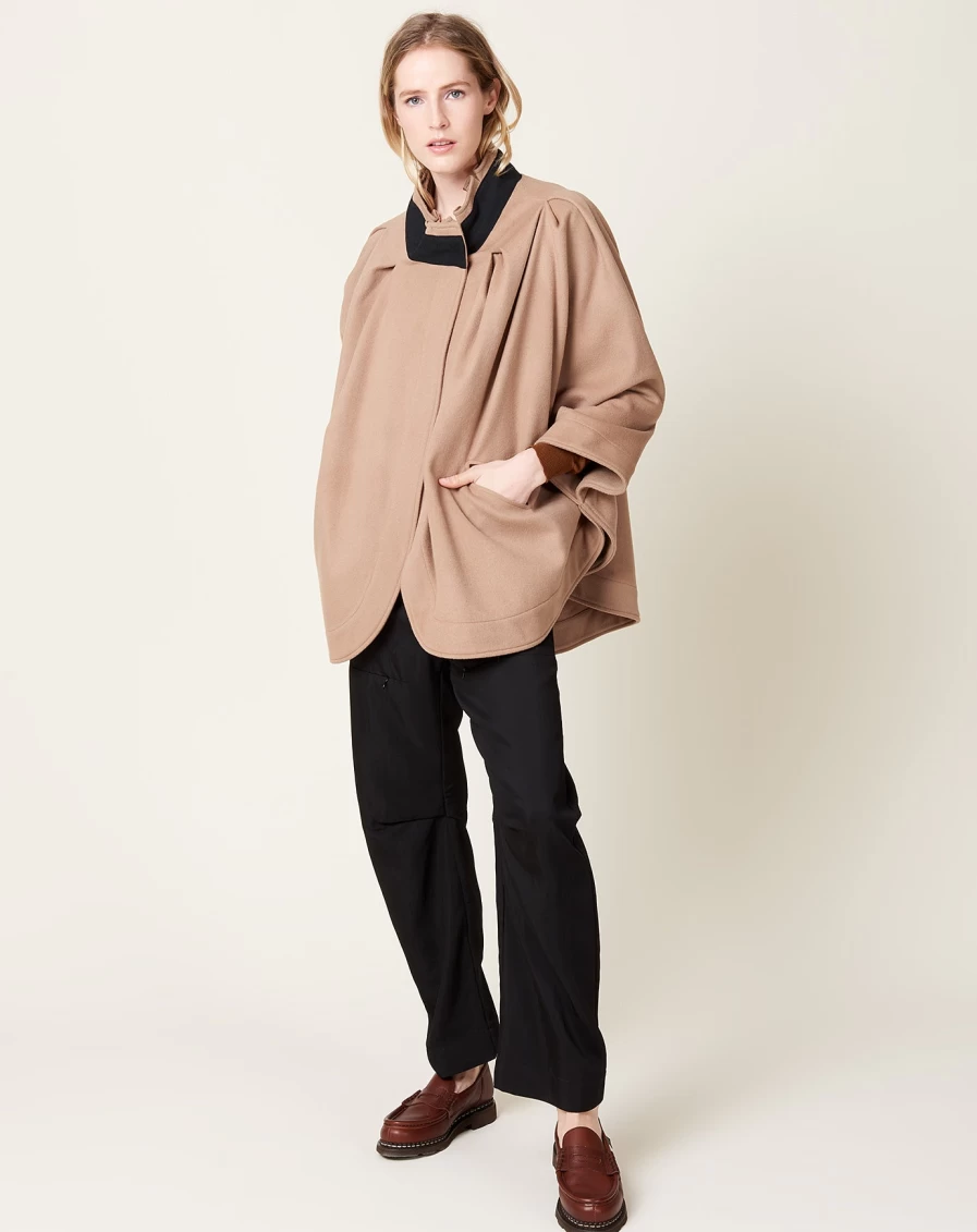 Zero + Maria Cornejo Mia Camel Wool Cape Coat - Elegant Women's Outerwear