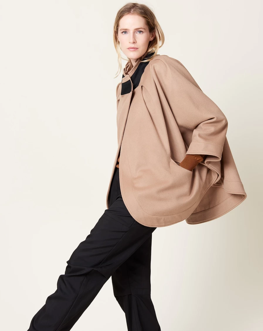 Zero + Maria Cornejo Mia Camel Wool Cape Coat - Elegant Women's Outerwear