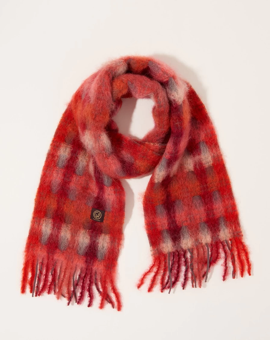 Mantas Ezcaray Red Mia Silk Foulard Scarf for Women Luxury Fashion Accessory
