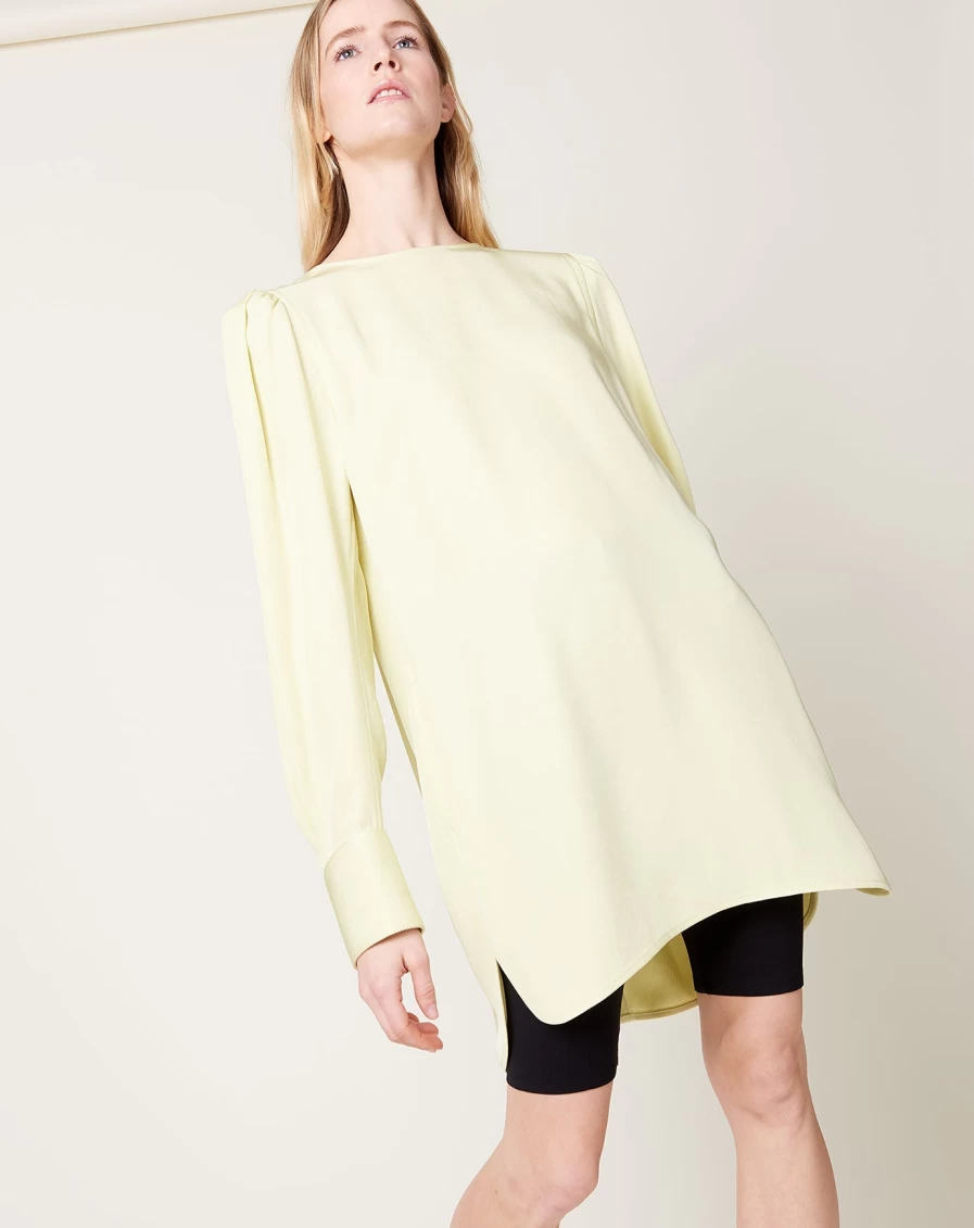 Maria McManus Lemon Ice Gathered Shoulder Mini Dress - Elegant Summer Women's Fashion