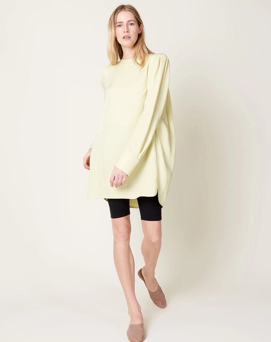 Maria McManus Lemon Ice Gathered Shoulder Mini Dress - Elegant Summer Women's Fashion