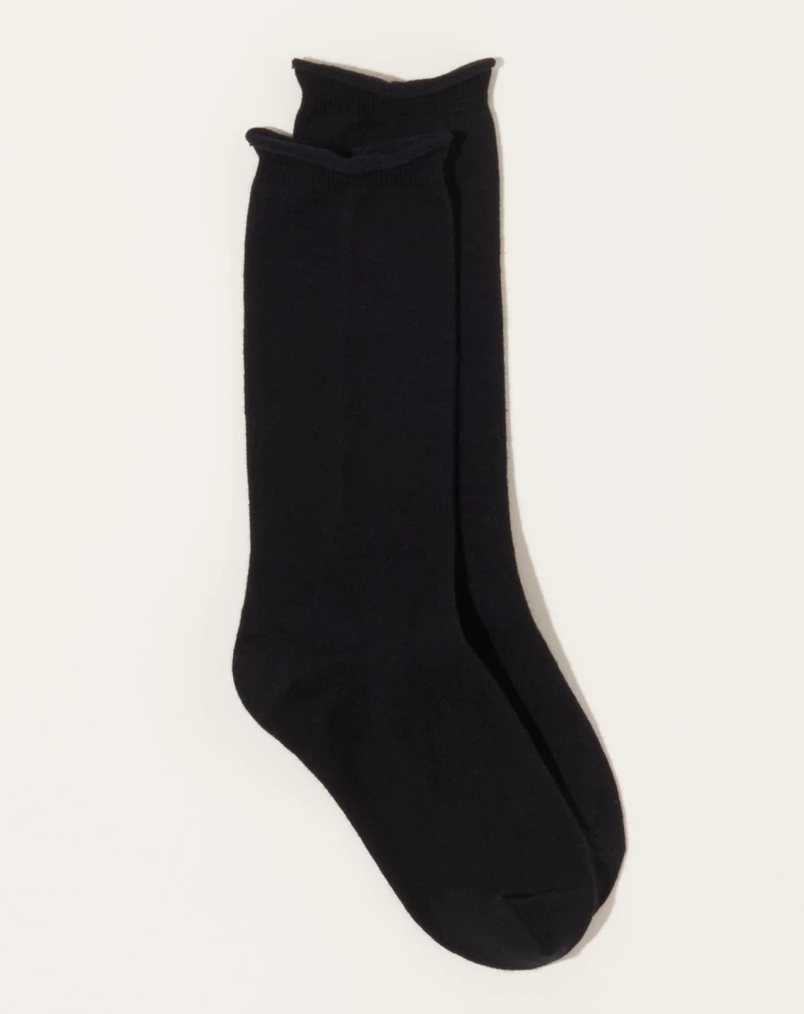 Nishiguchi Kutsushita Premium Black Cashmere Cotton Blend Socks for Men & Women